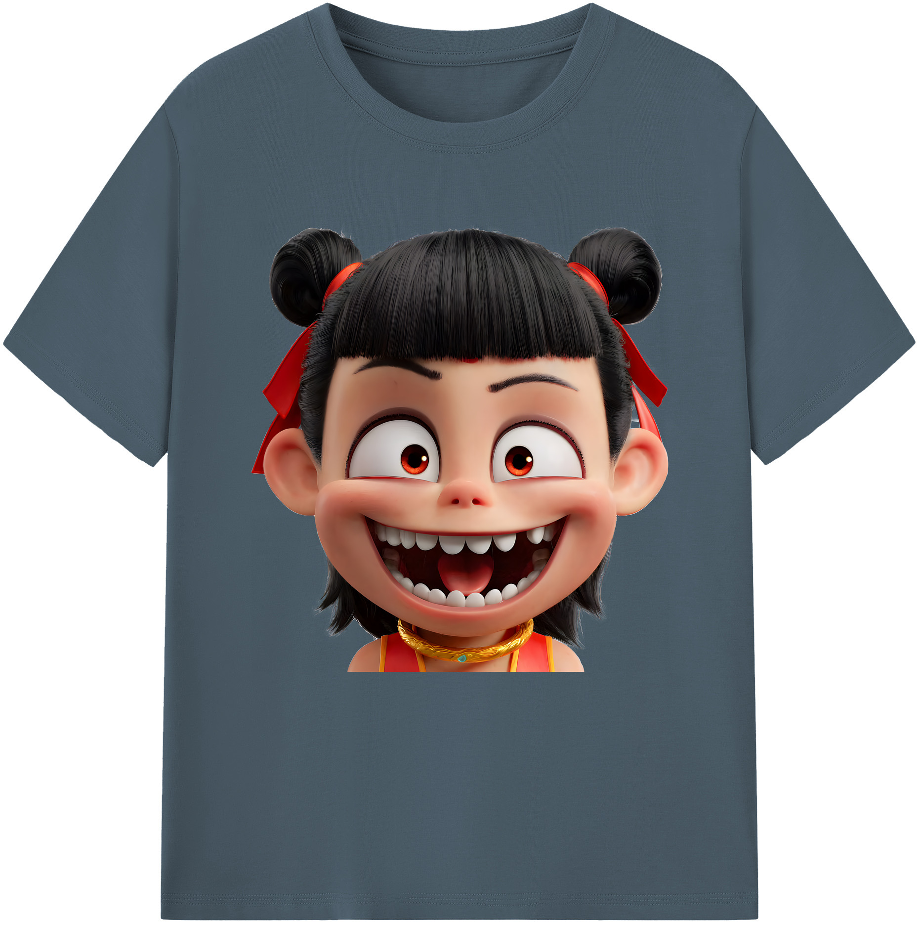 （画像用） Ne Zha 2 ナタ 魔童の大暴れ 綿100％半袖Tシャツ（フロントプリント）